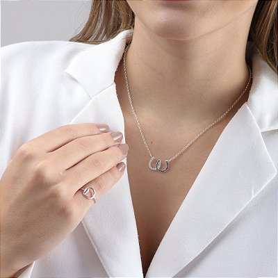 Anel meio bridão prata 925