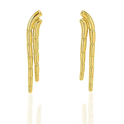 Brinco Bamboo prata 925 banhado a ouro 18k