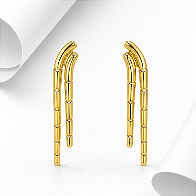 Brinco Bamboo prata 925 banhado a ouro 18k