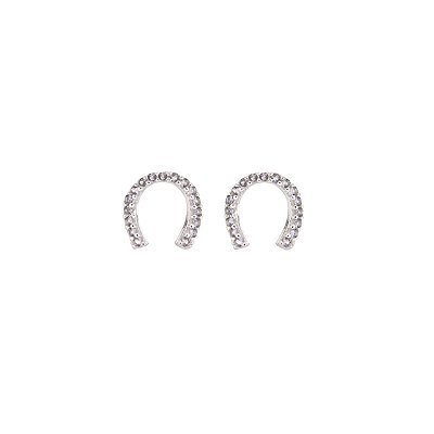 Brinco ferradura zirconia cravejada prata 925