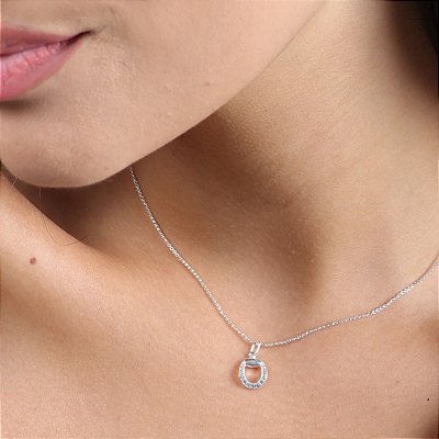 Colar meio bridão cravejado prata 925