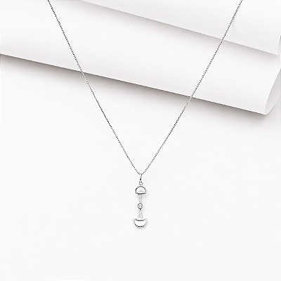 Colar bridão vertical ponto de luz prata 925