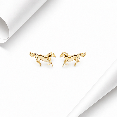 Brinco cavalo prata 925 banhado ouro 18k