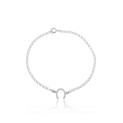 Pulseira ferradura zirconia cravejada prata 925
