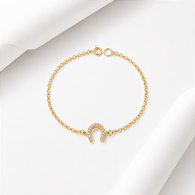 Pulseira ferradura prata 925 banhada ouro 18k