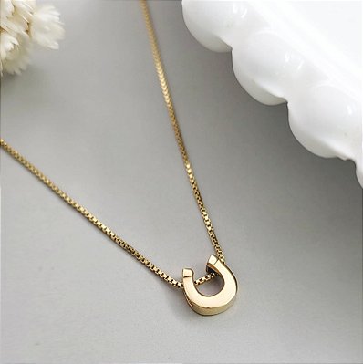 Colar mini ferradura ouro 18k
