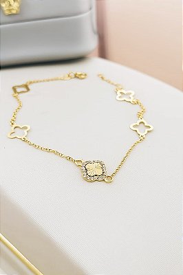 Pulseira trevos ouro 18k