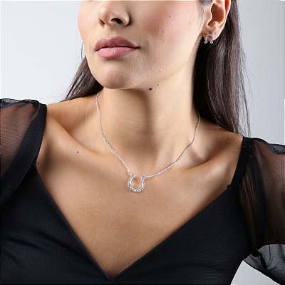 Colar ferradura vintage G prata 925