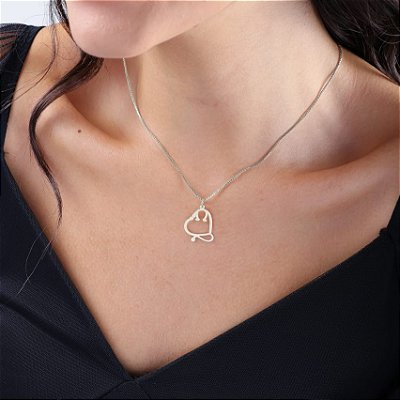 Colar estetoscópio ferradura  prata 925