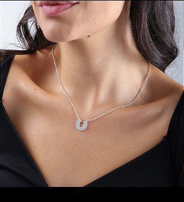 Colar ferradura maxi brilho prata 925