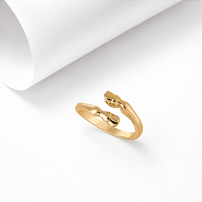 Anel pata cavalo prata 925 banhado ouro 18k