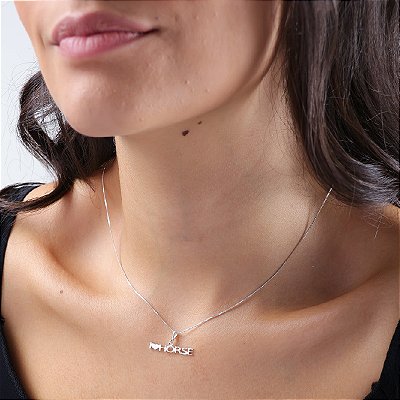 Colar I Love horse prata 925