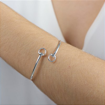 Bracelete meio bridao prata 925 ajustável