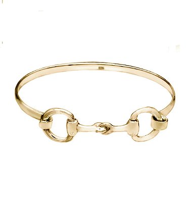 Bracelete bridão rígido prata 925 banhado ouro 18k.