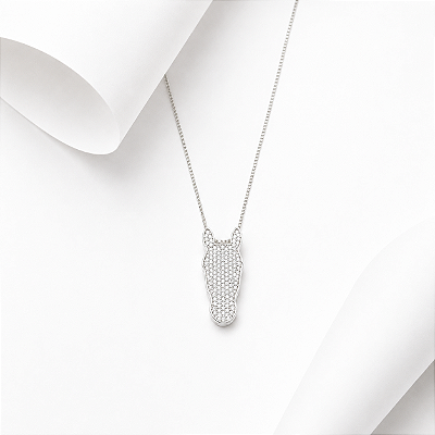 Colar carinha diamantada prata 925