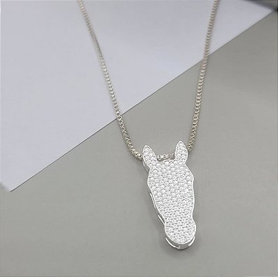 Colar carinha diamantada prata 925