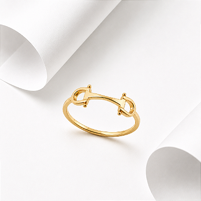 Anel bridão prata 925 banhado ouro 18k