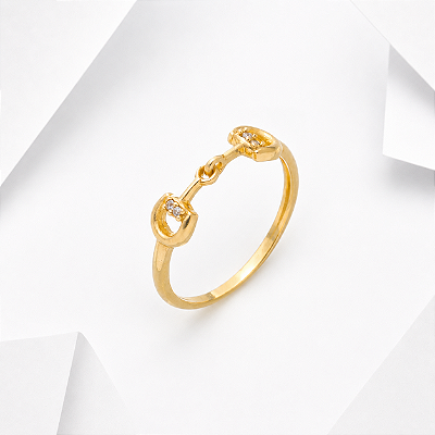Anel bridão diamentes ouro 18k