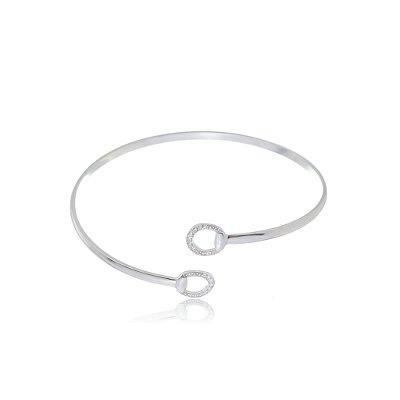 Bracelete meio bridão cravejado prata 925