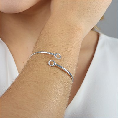 Bracelete  meio bridão  cravejado prata 925
