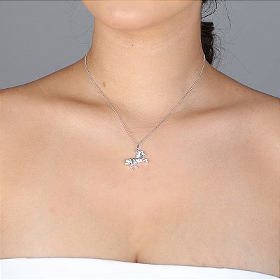 colar cavalo vintage  prata 925.