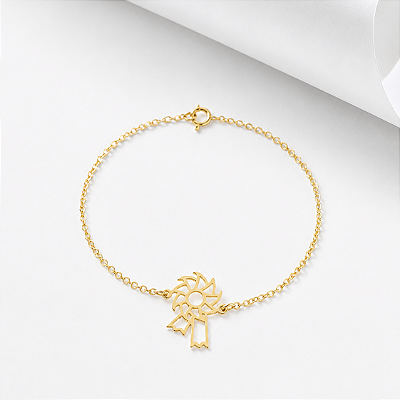 Pulseira escarapela prata 925 banhada a ouro 18k.