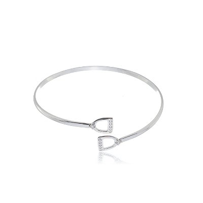 Bracelete estribo duplo cravejado prata 925