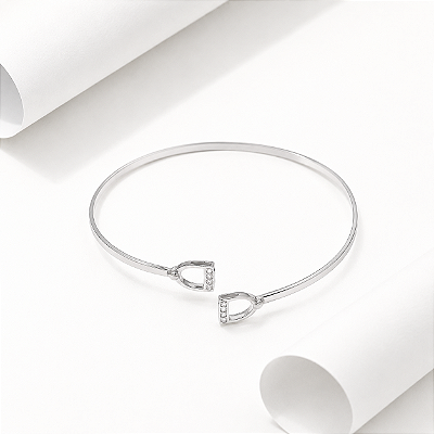 Bracelete estribo duplo cravejado prata 925