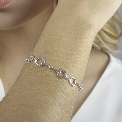 Pulseira 3 bridões  mini prata 925