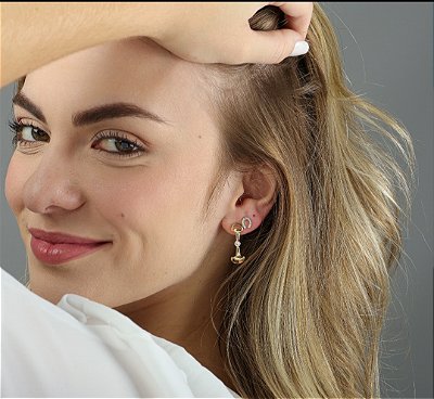 Brinco bridao  pendente  ponto de luz prata 925 banhado ouro 18k