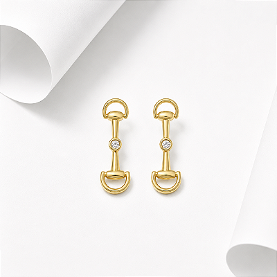 Brinco bridao pendente ponto de luz prata 925 banhado ouro 18k