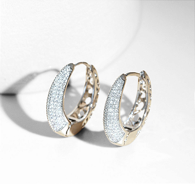 Brinco argola cravejada prata 925