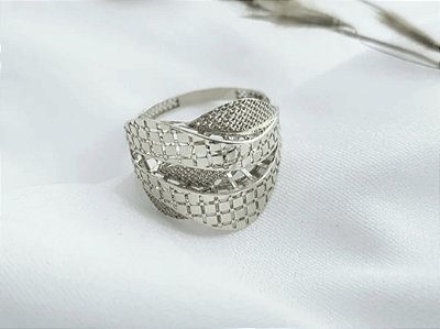 Anel diamantado prata 925