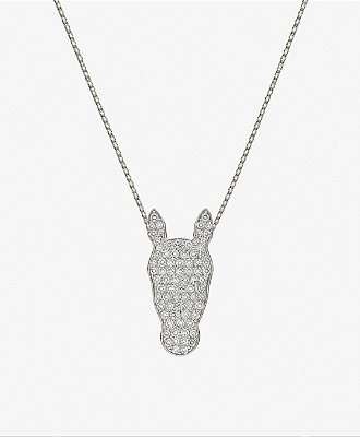 Colar carinha cavalo zircônia cravejada em prata 925.