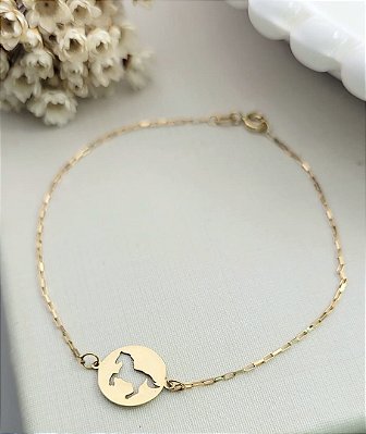 Pulseira mandala mini horse vazado ouro 18k