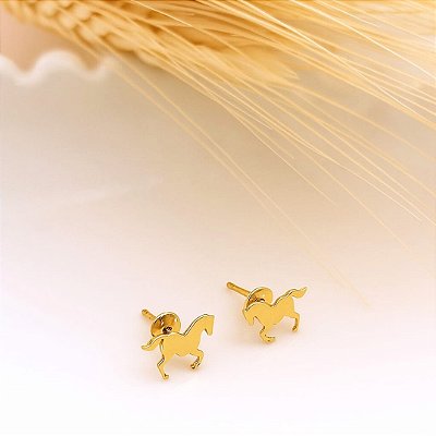 Brinco cavalo ouro 18k