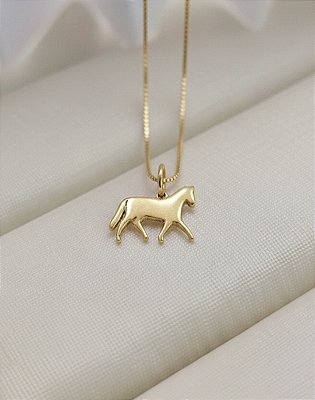 Colar cavalo prata 925 banhado a ouro .