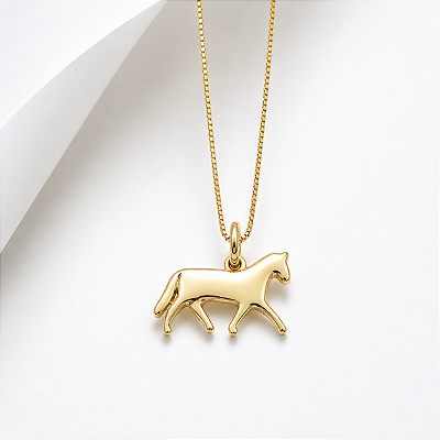 Colar cavalo prata 925 banhado a ouro .