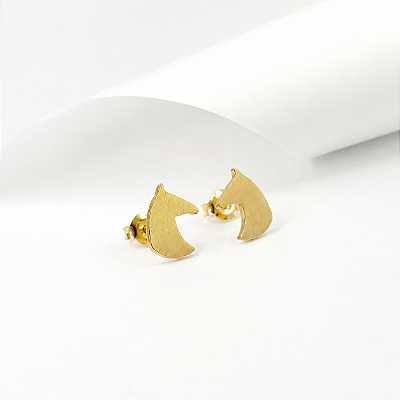 Brinco mini cabeça cavalo ouro 18k