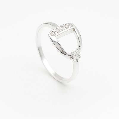 Anel estribo cravejado prata 925