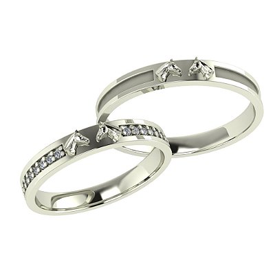 Par de alianças anatômica equestre prata 925