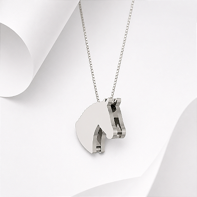Colar cabeça cavalo minimalista prata 925
