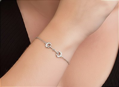 Pulseira bridão vintage prata 925