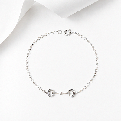 Pulseira bridão vintage prata 925