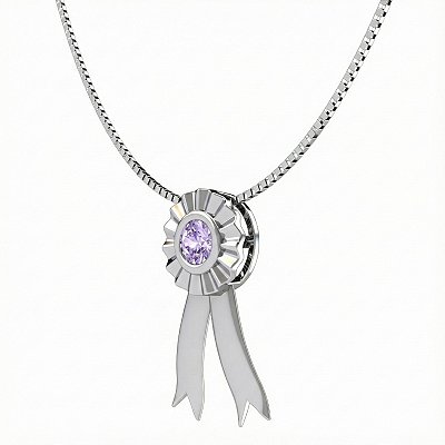 Colar escarapela lilas prata 925