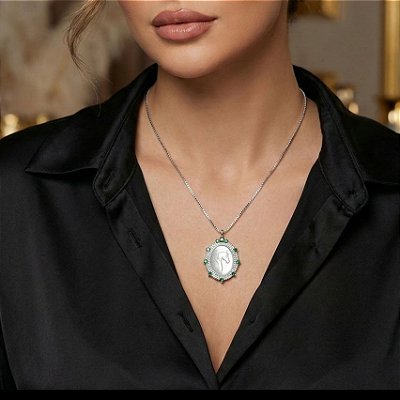 Colar camafeu cavalo a laser prata 925