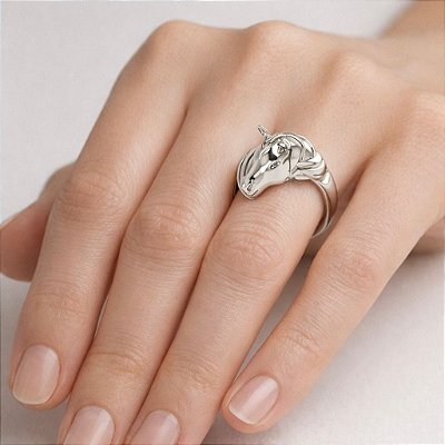 Anel cavalo orgânico prata 925