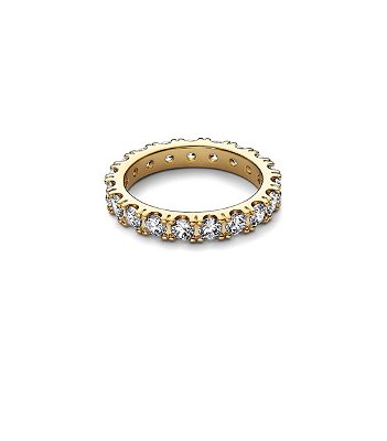 Aliança inteira zirconia cravejada prata 925 banhada ouro