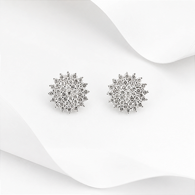 Brinco chuveiro zirconia cravejada prata 925