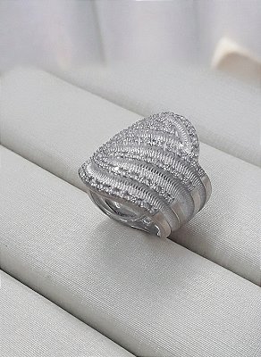 Anel max zirconia cravejada prata 925